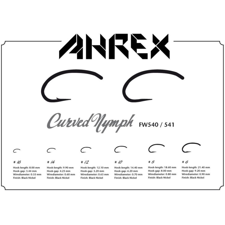 Ahrex FW540 Curved Nymph Barbed Hooks