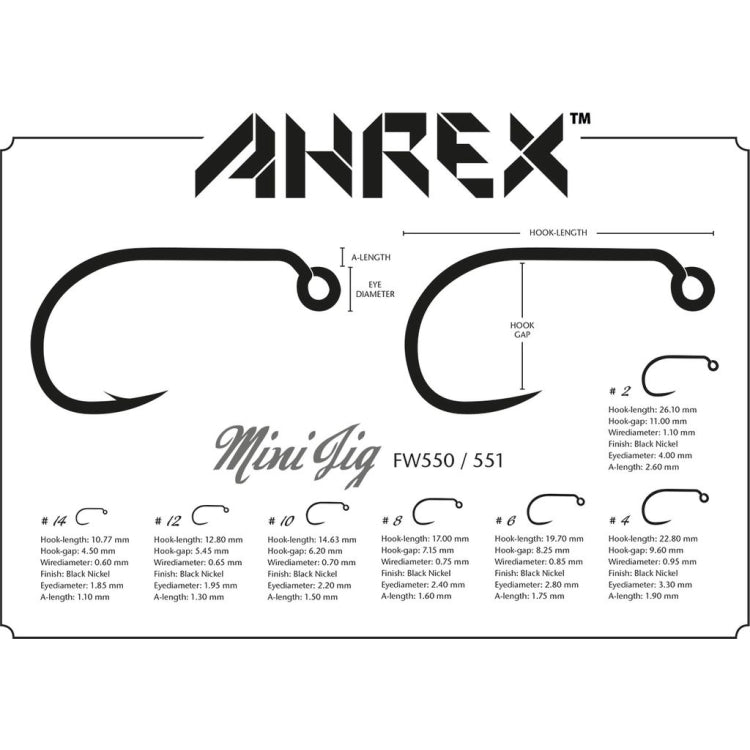 Ahrex FW551 Mini Jig Barbless Hooks
