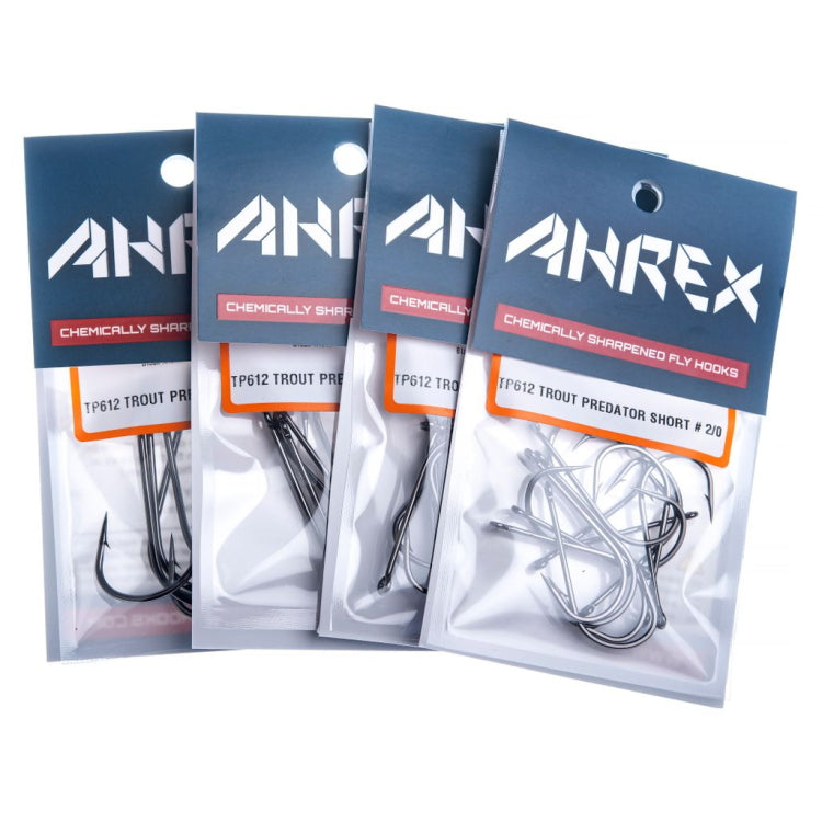 Ahrex TP612 Trout Predator Streamer Short Hooks - Black Nickel