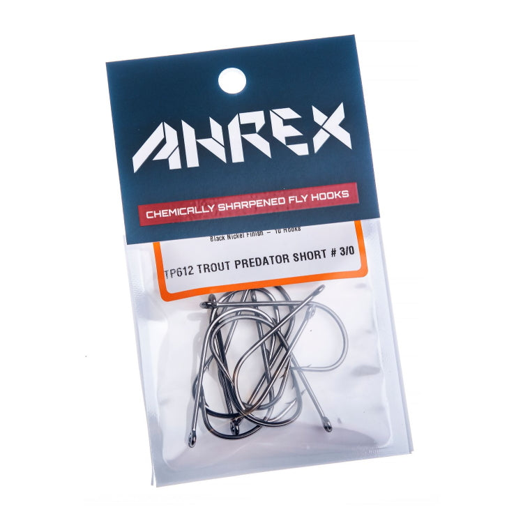 Ahrex TP612 Trout Predator Streamer Short Hooks - Black Nickel