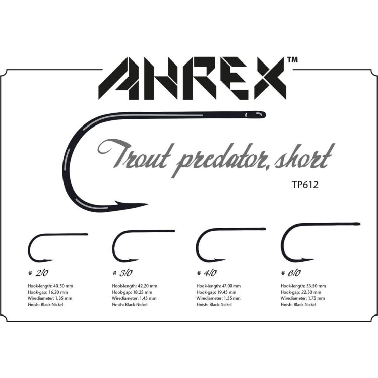 Ahrex TP612 Trout Predator Streamer Short Hooks - Black Nickel