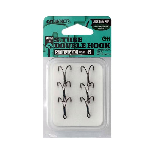 Owner Salmo Tube Double Hooks - Black Chrome