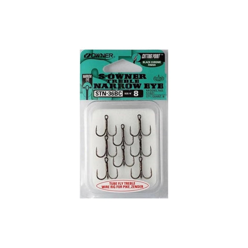 Owner Salmon Tube Treble Hooks - Black Chrome