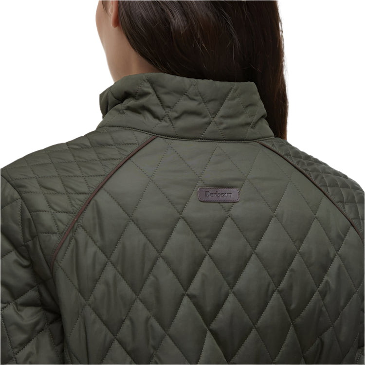 Barbour Ladies Crawford Cavalry Quilt Jacket - Olive/Ancient Tartan