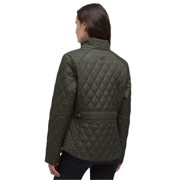 Barbour Ladies Crawford Cavalry Quilt Jacket - Olive/Ancient Tartan