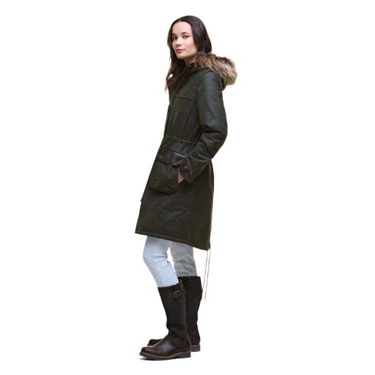 Barbour Ladies Durham City Parka Wax - Fern
