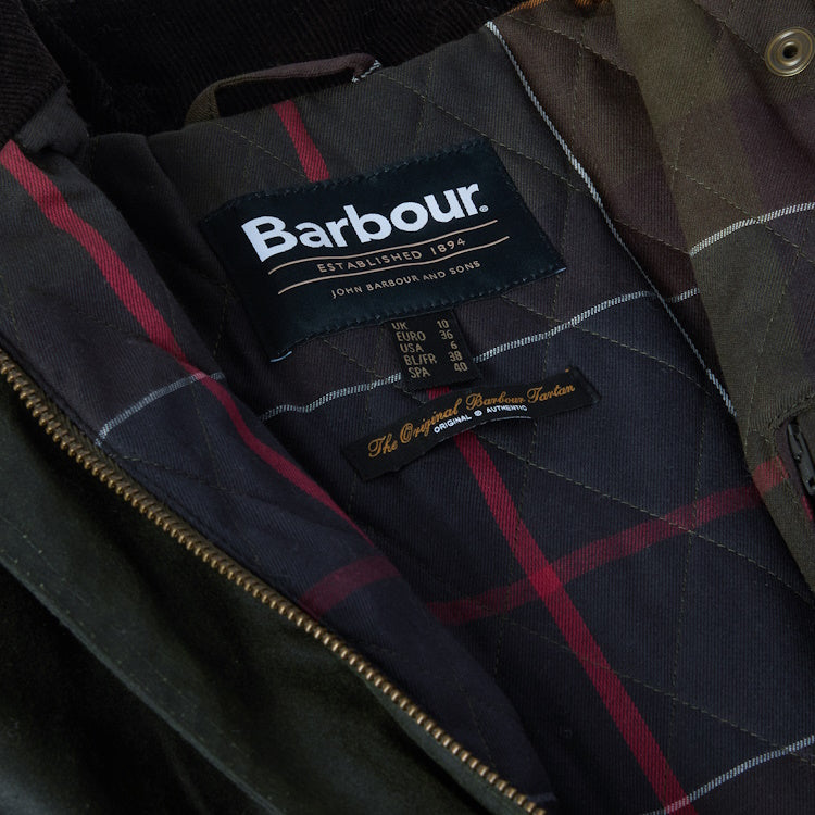 Barbour Ladies Fern Wax Jacket - Fern/Classic Tartan