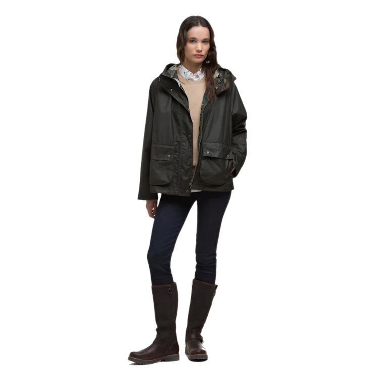 Barbour Ladies Hollies Wax Jacket - Archive Olive/Ancient Tartan