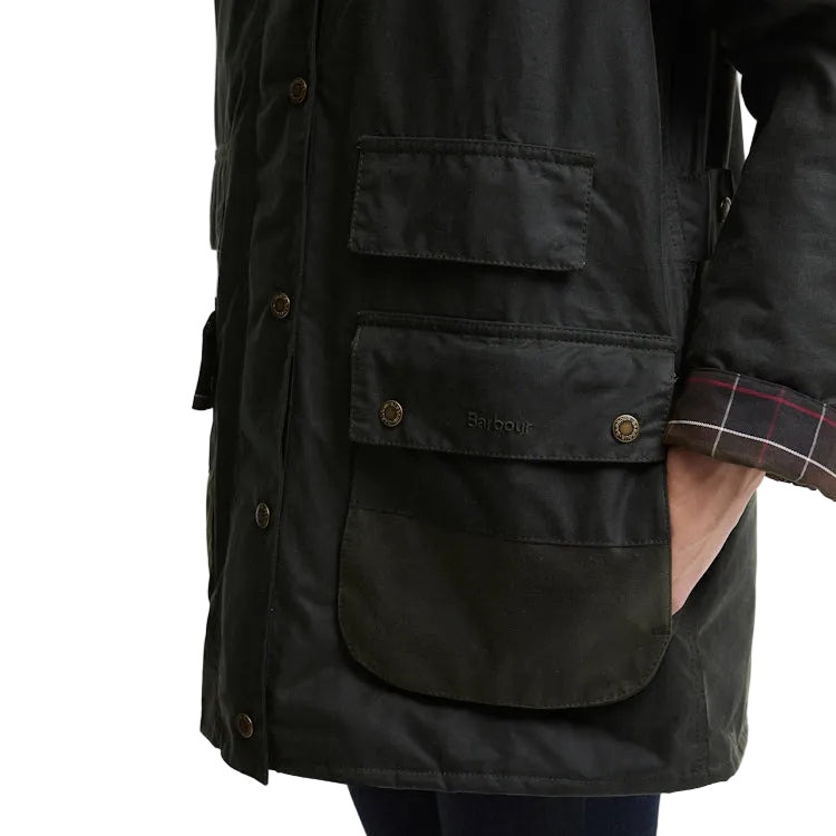 Barbour Ladies Modern Border Wax Jacket - Sage/Classic