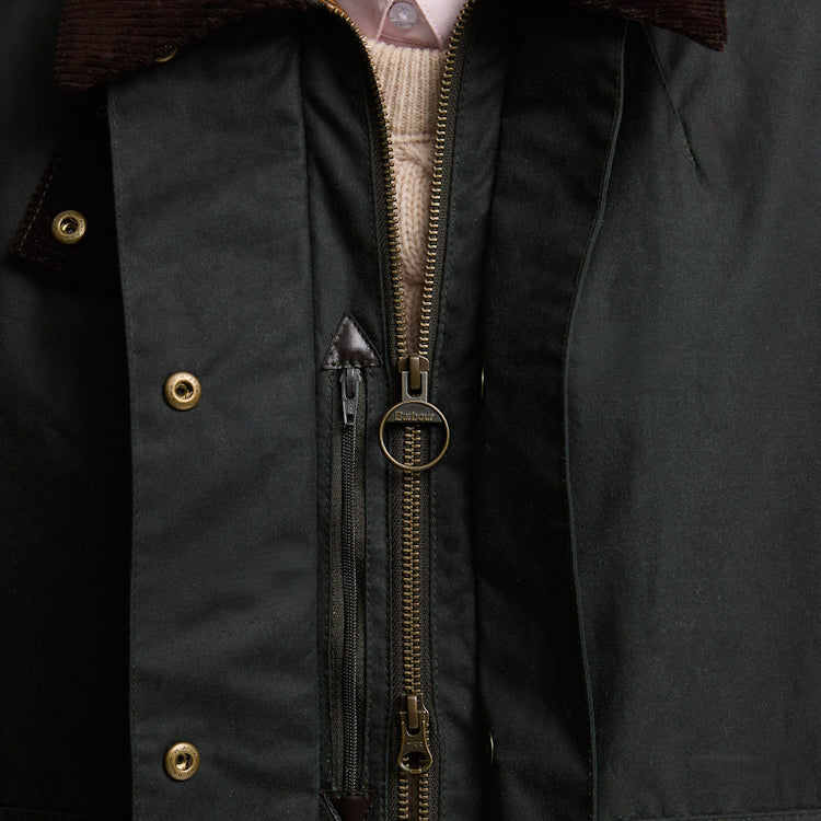 Barbour Ladies Modern Border Wax Jacket - Sage/Classic
