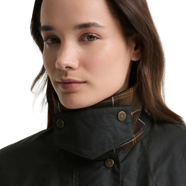 Barbour Ladies Modern Border Wax Jacket - Sage/Classic
