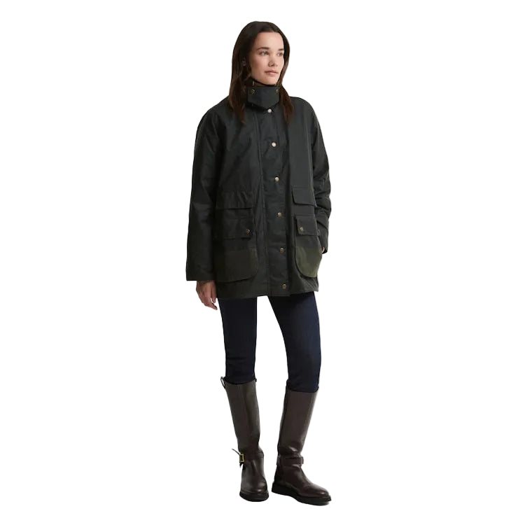 Barbour Ladies Modern Border Wax Jacket - Sage/Classic