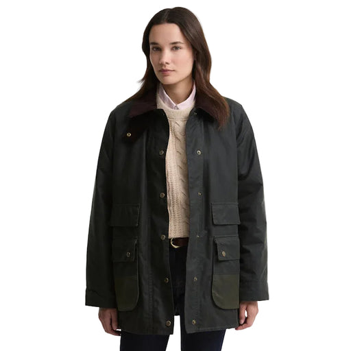 Barbour Ladies Modern Border Wax Jacket - Sage/Classic