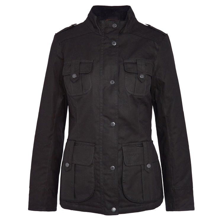 Barbour Ladies Winter Defence Wax Jacket - Black/Classic