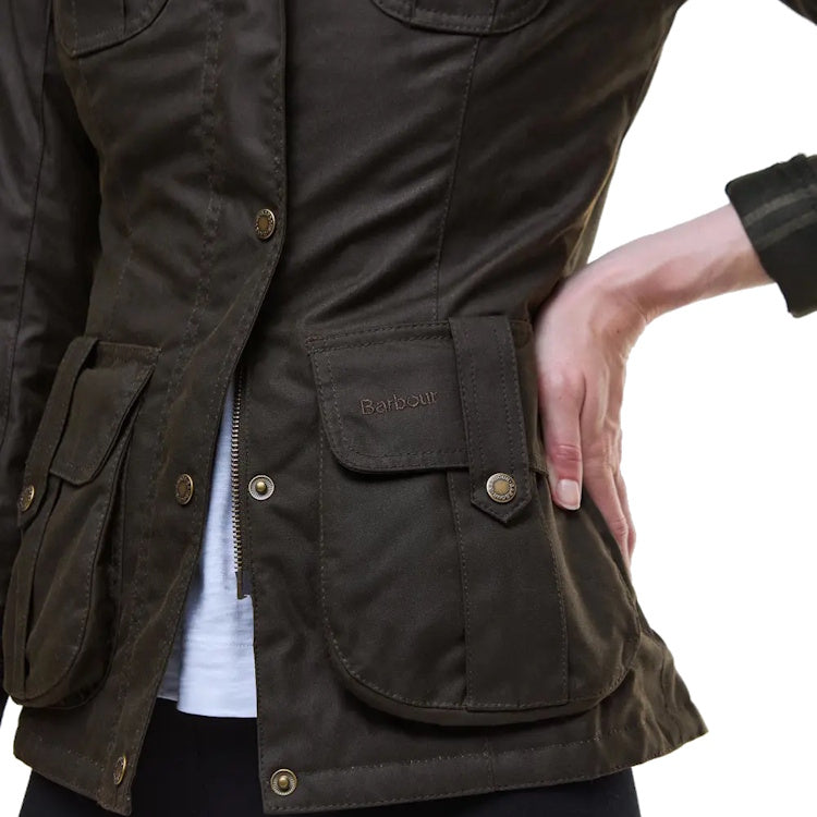 Barbour Ladies Winter Defence Wax Jacket - Olive/Classic