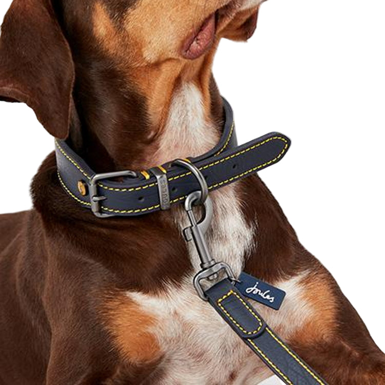 Joules Leather Dog Lead - Navy