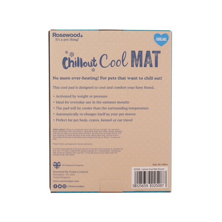 Rosewood Circular Dog Cool Mat - Lemon Print