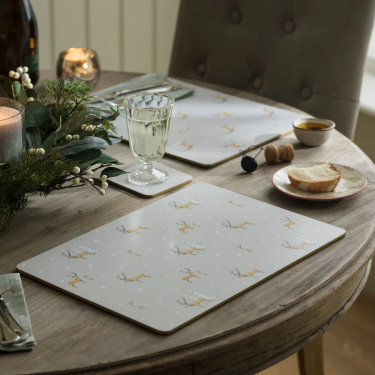 Sophie Allport Christmas Stags Extra Large Placemats Set of 2 John Norris