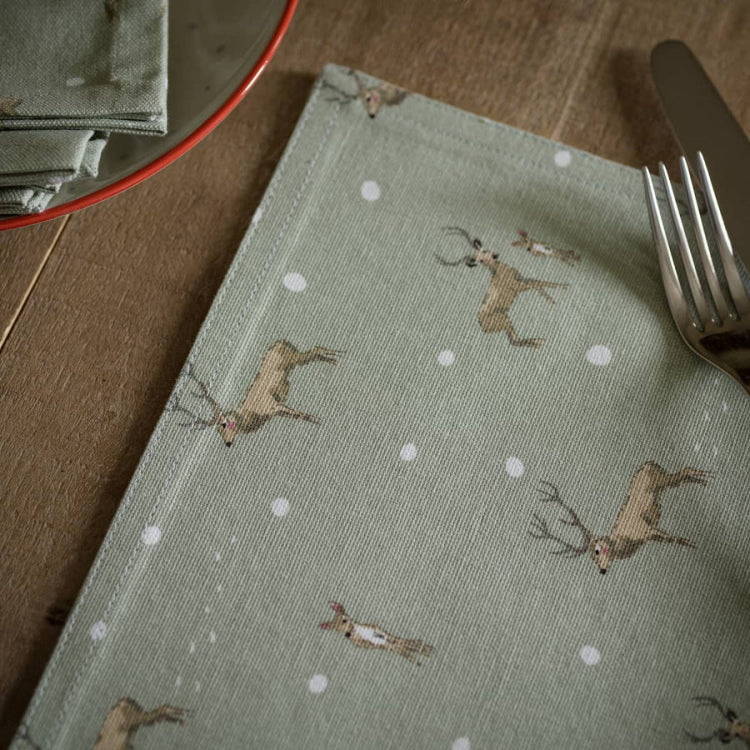 Sophie Allport Christmas Stags Fabric Placemats Set of 2 John Norris