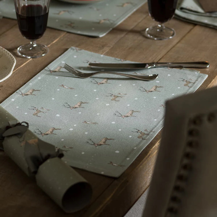 Sophie Allport Christmas Stags Fabric Placemats Set of 2 John Norris
