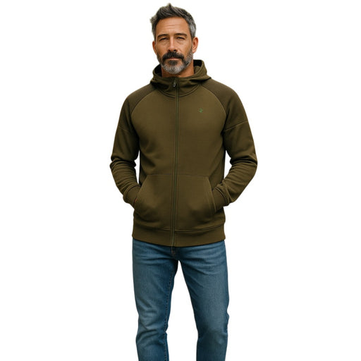 Seeland Cross Zip Hoodie - Dark Olive