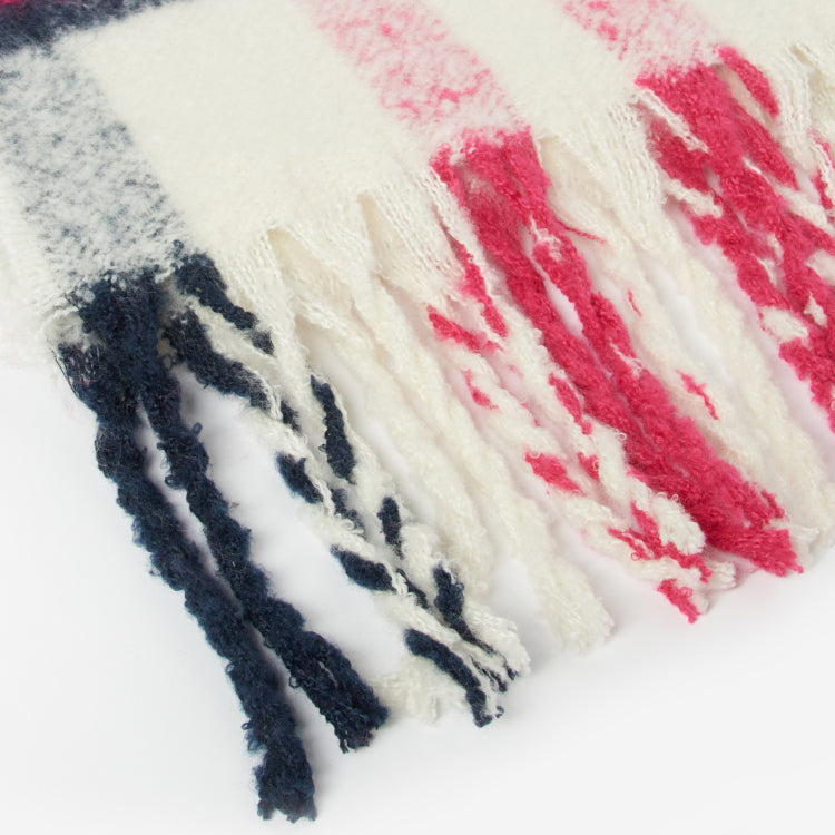 Barbour Ladies Rawson Check Scarf - Dahlia/Navy