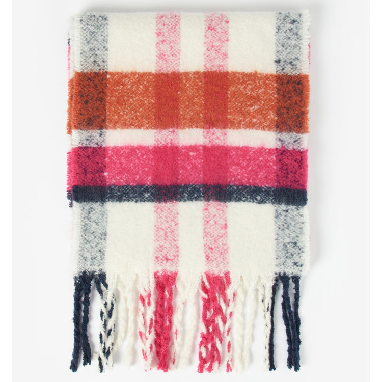 Barbour Ladies Rawson Check Scarf - Dahlia/Navy