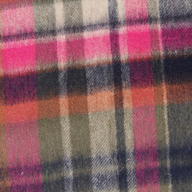 Barbour Ladies Vintage Winter Plaid Scarf - Pink Dahlia