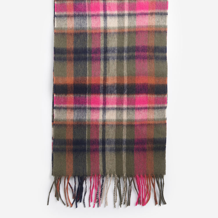 Barbour Ladies Vintage Winter Plaid Scarf - Pink Dahlia