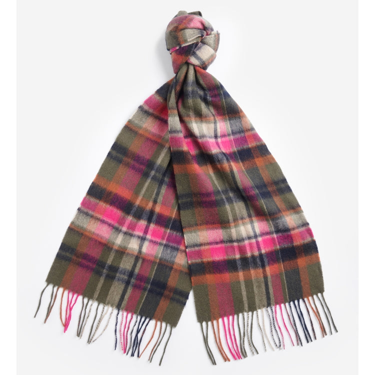 Barbour Ladies Vintage Winter Plaid Scarf - Pink Dahlia