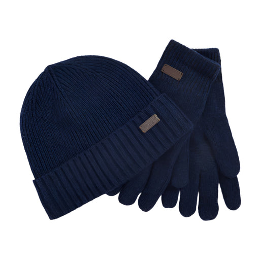 Barbour Carlton Beanie & Gloves Gift Set - Navy