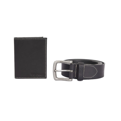 Barbour Leather Belt and Billfold Gift Set - Black