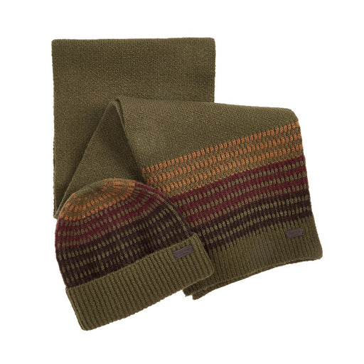 Barbour Branton Beanie and Scarf Gift Set - Army Green