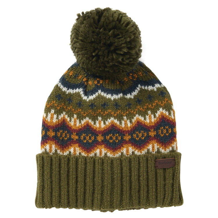 Barbour Fairisle Beanie and Scarf Gift Set - Olive