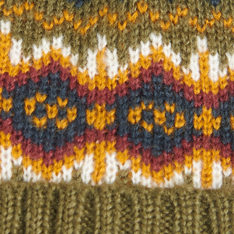 Barbour Fairisle Beanie and Scarf Gift Set - Olive