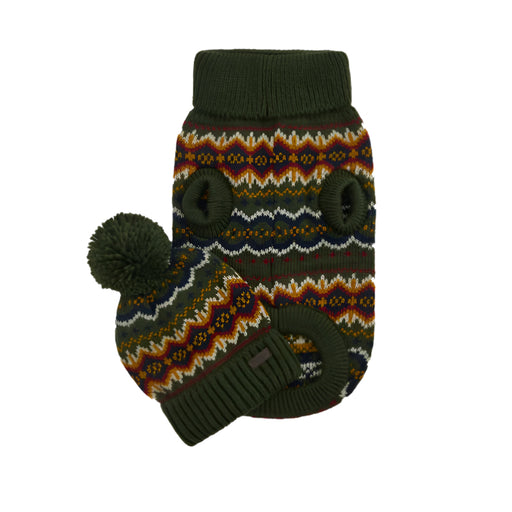 Barbour Case Fairisle Dog Gift - Olive