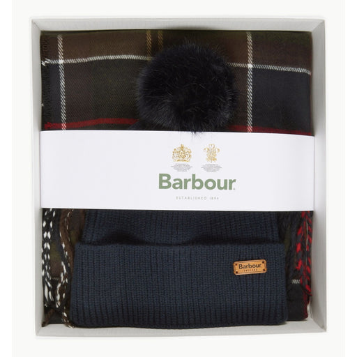 Barbour Ladies Dover Beanie and Hailes Scarf Gift Set - Classic