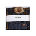 Barbour Ladies Saltburn Beanie and Tartan Scarf Gift Set - Winterberry Tartan