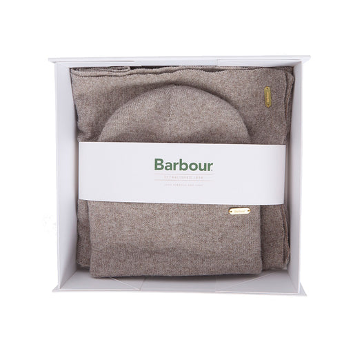 Barbour Ladies Winona Beanie and Scarf Gift Set - Taupe