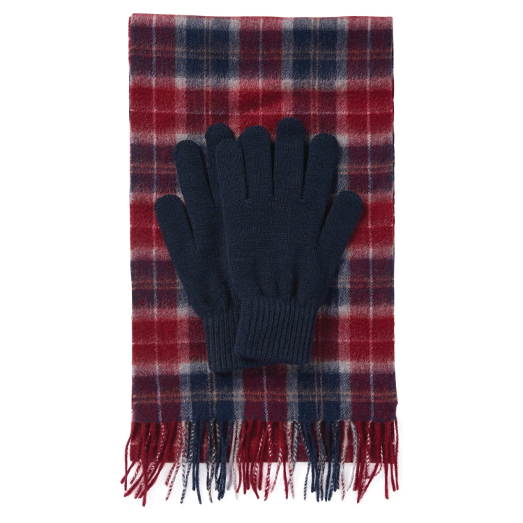 Barbour Tartan Scarf and Glove Gift Set - Cranberry