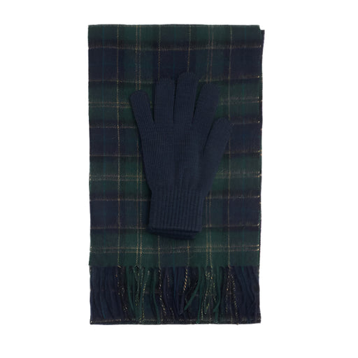 Barbour Tartan Scarf and Glove Gift Set - Green Loch Tartan