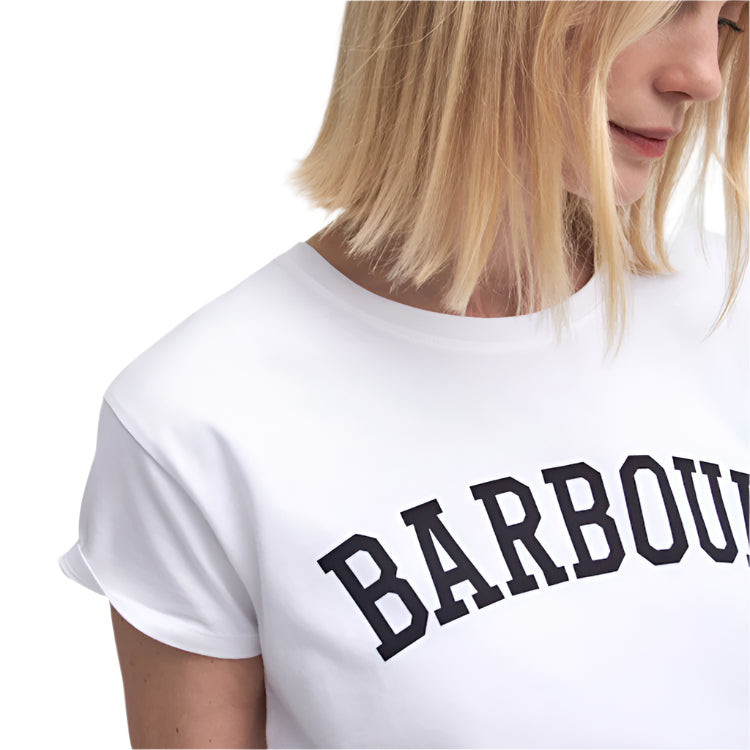 Barbour Ladies Northumberland Classic T-Shirt - White/Navy