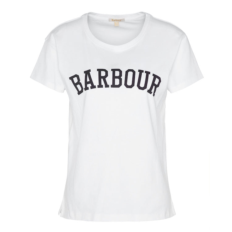Barbour Ladies Northumberland Classic T-Shirt - White/Navy