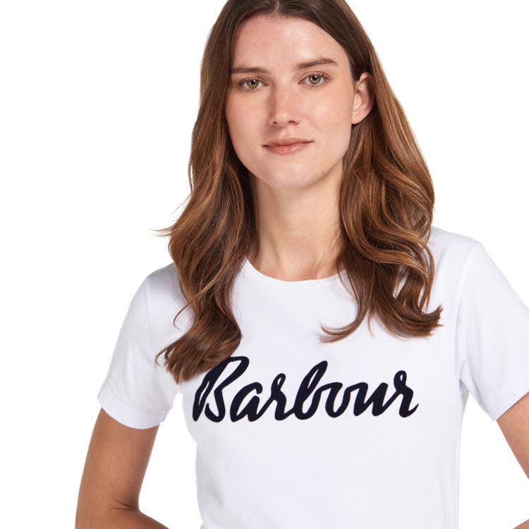 Barbour Ladies Otterburn T-Shirt - White/Navy