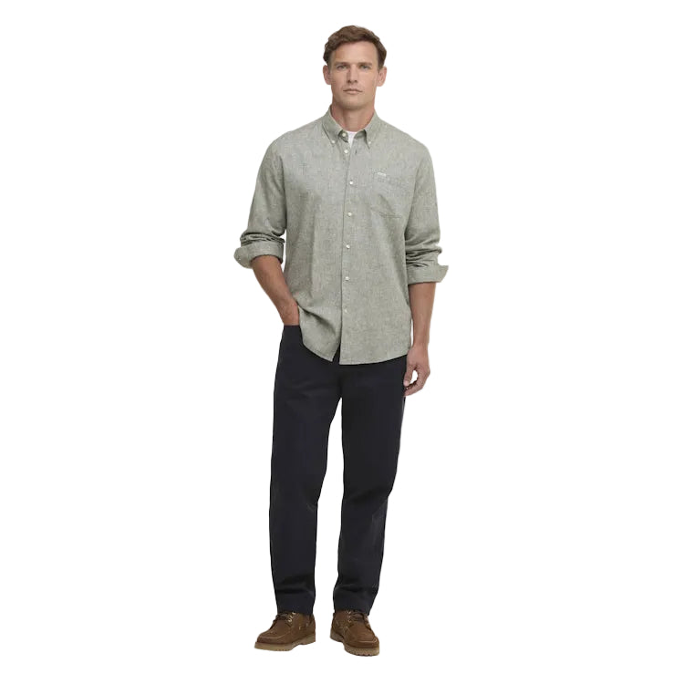 Barbour Nelson Linen Blend Regular Shirt - Bleached Olive