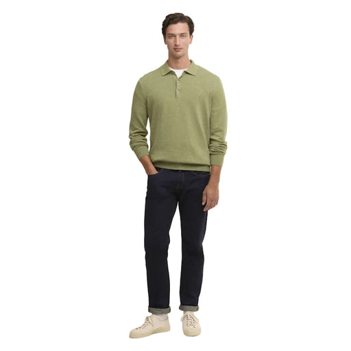 Barbour Pima Cotton Knitted Polo Shirt - Laurel Green