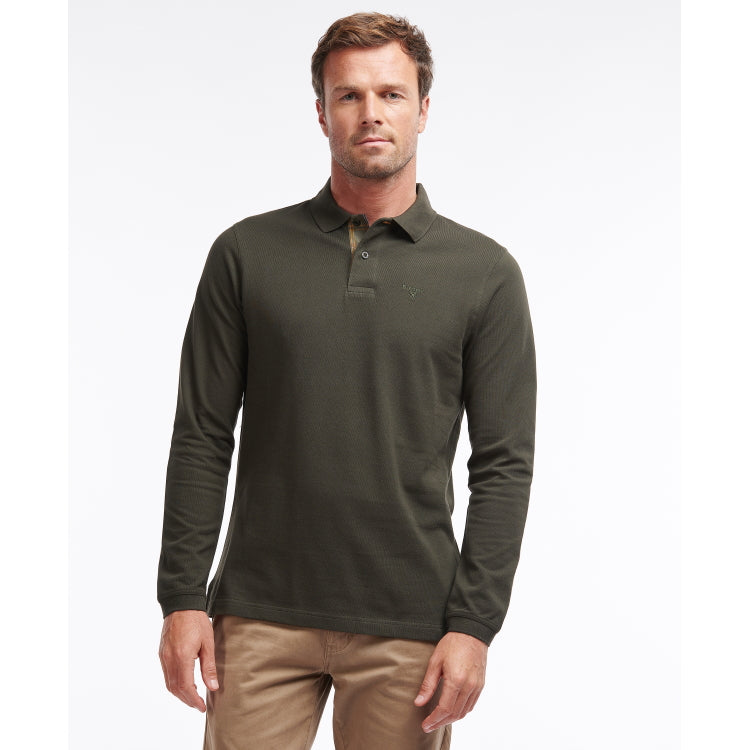 Barbour Essential Long Sleeved Sports Polo Shirt - Forest
