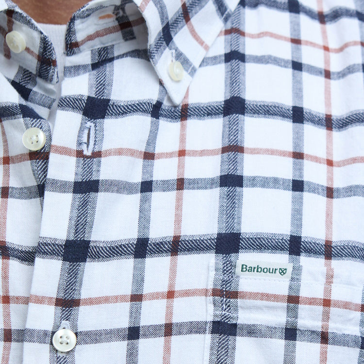 Barbour Glover Short Sleeved Linen Blend Regular Fit Shirt - Brook Blue