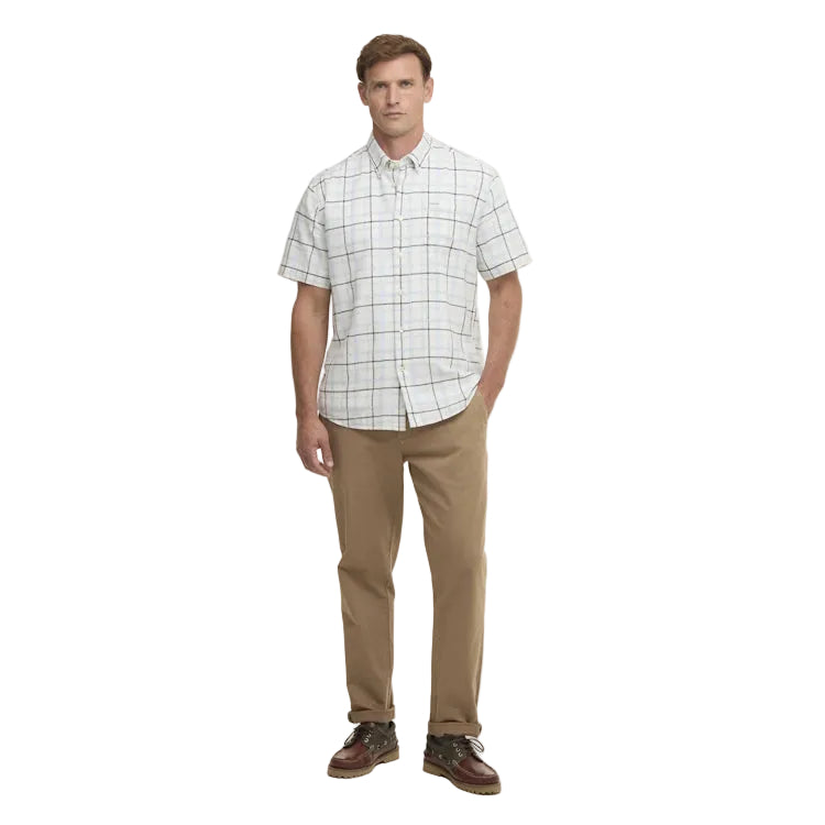 Barbour Glover Short Sleeved Linen Blend Regular Fit Shirt - Heritage Blue