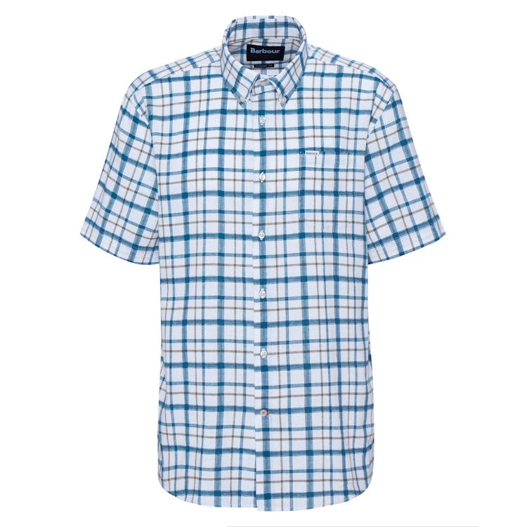 Barbour Glover Short Sleeved Linen Blend Regular Fit Shirt - Navy